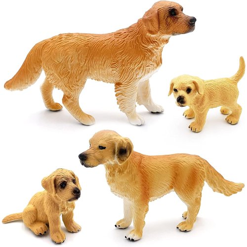 Gemini&Genius Dog Toys for Kids, Golden Retriever Family Playset, Detail and Realistic Puppy Action Figures, Pet Doggy Toys, 2-4 Inches Length - Baby Shower Cake Toppers or Toy Gifts for Kids