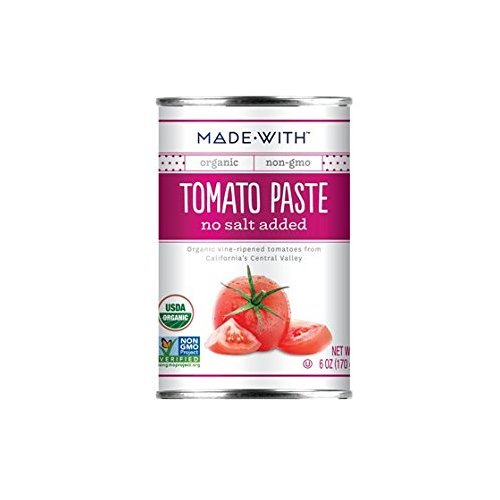 MadeWith Organic Tomato Paste, No Salt Added, 6 Ounce (Pack of 24)