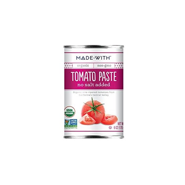 MadeWith Organic Tomato Paste, No Salt Added, 6 Ounce (Pack of 24)