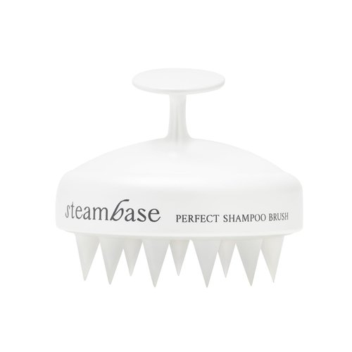 STEAMBASE Perfect Shampoo Brush | Ergonomic Scalp Massager, Scrubber, Exfoliator for Sebum & Dandruff Removal | Soft Silicone Bristles | Dry, Oily, Itchy Scalps, Wet or Dry Hair | White, 1 Count