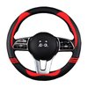 Iwantit® Steering Wheel Cover, Carbon Fiber&Perforated Leather with Anti-Slip Rubber Ring, Steering Wheel Protector, Universal Fit 14.5-15 inches for Cars,SUV (Passion Red)