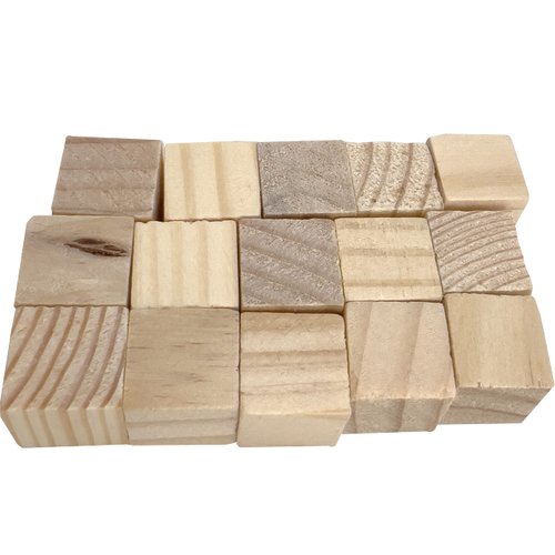 Mandarin Bird Toys by M&M 2061 Pk15 Mini Wood Cubes - Unfinished Natural Wood Bird Foot Toys, Lightweight Chewable Cubes, Straightforward in Design, Great for Small Pets Budgie Parrotlet Lovebird