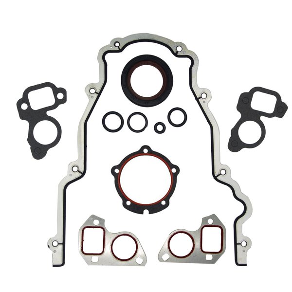 Engine Timing Cover Set TCS45993 W/Water Pump Gaskets & Main Seal, Front Cover Timing Cover Gasket Kit 12633904 Replacement for GM LS LS1 LS6 LS2 LS3 LQ9 LQ4 4.8L 5.3L 5.7L 6.0L 6.2