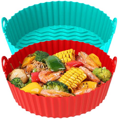 FROVEN Silicone Air Fryer Liners 7.8 inch, for 3-6QT, 2-Pcs Round Airfryer Accessories, Compatible with Ninja, COSORI, FABULETTA, Chefman, Instant, LATURE, PowerXL, Gourmia, Elite Gourmet, GoWISE USA