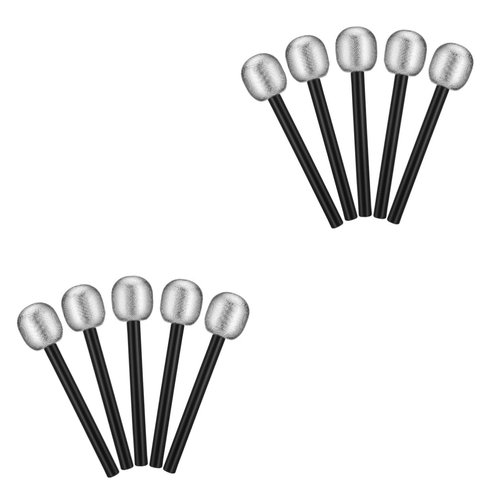NUOBESTY Glitter Microphone 12Pcs Glittered Silver Microphone Mic Costume Prop Fake Mic Accessory for or Costume Prop Birthday Party Favors Karaoke Microphone