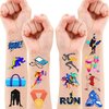 115 PCS Running Temporary Tattoos Birthday Party Decorations Supplies Favors Sport Marathon Finish Line Run Themed Decor Stickers For Boys Girls Gift School Prizes Rewards