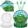 EUOYUFO Golf Plates and Napkins Party Supplies - 96Pcs Golf Themed Birthday Party Decorations Sports Golf Paper Disposable Tableware Set Serve 24 Guests