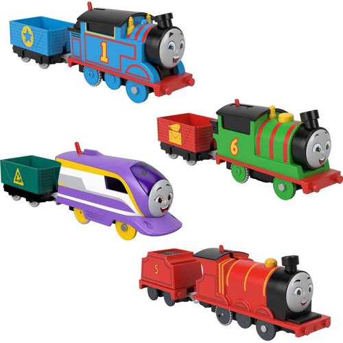 Thomas & Friends Motorized Toy Trains Set of 4 Engines, Thomas Percy Kana & James for Preschool Pretend Play Kids Ages 3+ Years