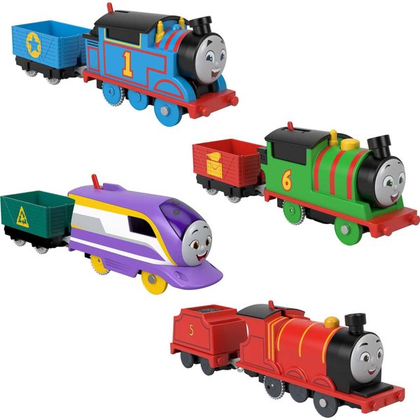 Thomas & Friends Motorized Toy Trains Set of 4 Engines, Thomas Percy Kana & James for Preschool Pretend Play Kids Ages 3+ Years