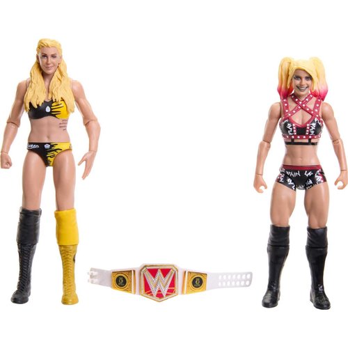 Mattel WWE Charlotte Flair vs Alexa Bliss Championship Showdown Action Figure 2-Pack with RAW Women's Championship, 6-inch