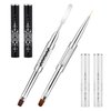 2pcs Hard Gel Nail Brush, French Tip Nail Gel Liner Brush, Dual-Ended Nail Design Brushes Rhinestone Handle Nail Brush, French Manicure Brush Builder Gel Brushes for Design Nails Professional Nail Art