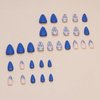 MISUD Press on Nails Short Almond Fake Nails Glossy Glue on Nails Summer Blue Acrylic Nails Stiletto Artificial Nails Cute Flower Stick on False Nails with Design 30pcs