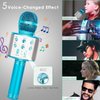 KIDWILL Wireless Bluetooth Karaoke Microphone for Kids, 5-in-1 Portable Handheld Karaoke Mic Speaker Player Recorder with Adjustable Remix FM Radio for Kids Girls Boys Teens Birthday (858-Blue)