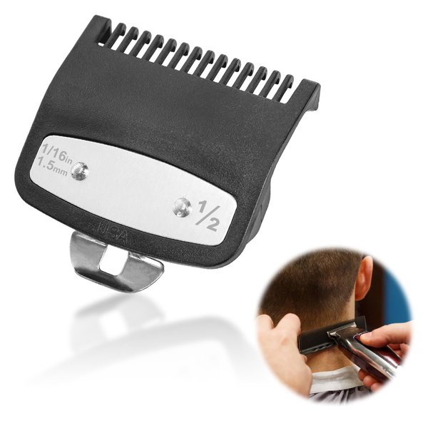 Oreutkd Professional 1/2 Hair Clipper Guards Cutting Guides, Metal Half Guard Premium Clip Guard Compatible with Wahl #3354-100 1/16"/1.5mm Fits Most Size Clippers Guide Combs, 1Pack Black