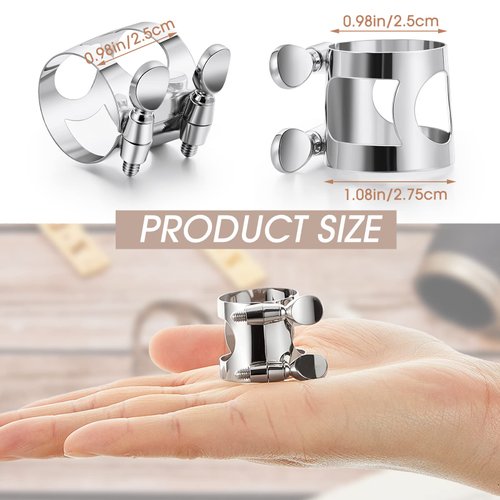 Treela 2 Pcs Clarinet Ligature Clarinet Mouthpiece Ligature Silver Clarinet Mouthpiece Ligature B Flat with Adjustable Screws Bb Clarinet Ligature for Clarinet Mouthpiece Woodwinds Instrument