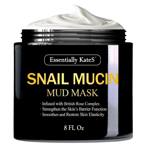 Essentially KateS Snail Mucin Facial Mud Mask 8 Fl Oz - Deeply Hydrating & Moisturizing for Dry & Sensitive Skin - Improving the Skin's Barrier Functions - Originates in Champagnolles, France