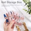 Noverlife 10PCS Press On Nail Storage Box, 2.6x2.6 inch / 6.5x6.5cm Clear Empty Plastic Nail Tips Storage Box with Arcylic Nail Display Sticks, Nail Glue Double Sided Tape for Press on False Nail