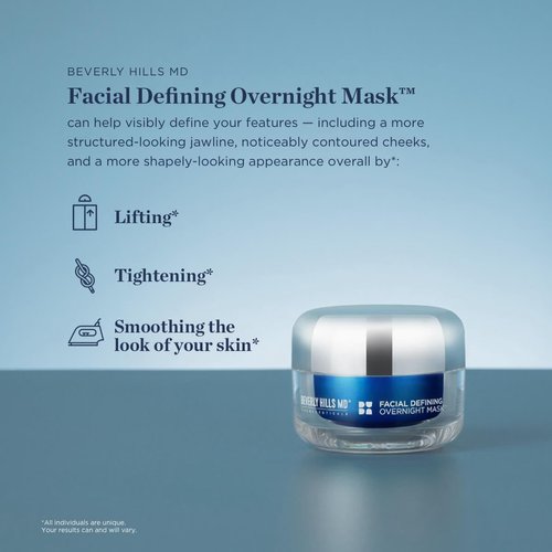 Beverly Hills MD Facial Defining Overnight Mask- Nightly Face Cream for Defining & Supporting Plump, Smooth Skin - Visibly Combat Signs of Aging w/Shea Butter, Coconut, Chamomile
