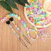 1605pcs Beads for Hair Braids Kit Including 600pcs 9x6mm Pony Beads, 1000pcs Elastic Rubber Bands, and 5pcs Quick Beaders for Kids Hair Braids(Glow in The Dark)