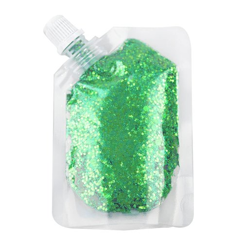 GL-Turelifes Body Glitter Gel, Easy to Apply&Remove 50ml Mermaid Sequins Chunky Glitter for Body Face Hair, Festival Glitter Halloween Costume Makeup Long Lasting Sparkling (Christmas Green)
