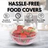 Kitchen Strong 100 Reusable Food Covers - Plastic Bowl Covers Elastic Reusable - Food Cover, Bowl Covers, Reusable Bowl Covers for Bread Proofing, Plate Covers for Food - Stretchable Wraps in 3 Size…
