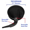 Terbold Automotive Flex Funnel with Hose | Wide Mouth Flexible Oil Funnel for Automotive Use - Gas, Transmission Fluid, Car Fuel, Oil Change (Black)