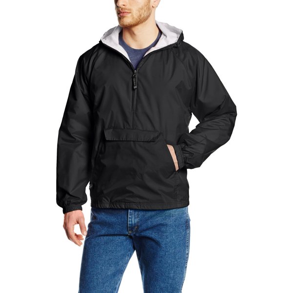 Charles River Apparel Wind & Water-Resistant Pullover Rain Jacket (Reg/Ext Sizes), Black, L