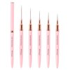 Mirmogo Nail Art Liner Brushes,5pcs Nail Design Brush Set, Nail Dotting Drawing Tool for Long Lines,Thin Details, Fine Drawing, Delicate Coloring, Elongated Lines,Sizes 7/9/11/15/25mm(Pink)