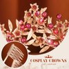 Yean Red Baroque Wedding Crown Gold Royal Quinceanera Headwear Leaf Vintage Bridal Headpiece for Women