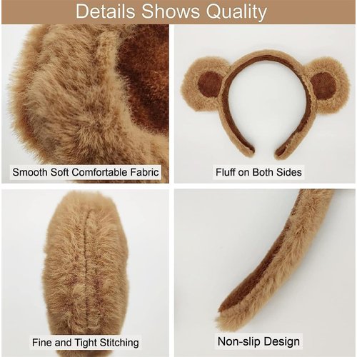 Beviliu 2 Pack Bear Ears, Bear Ears Headband Adult Women's Headbands Face Wash Headband Bear Costume Decoration Suitable for Cosplay