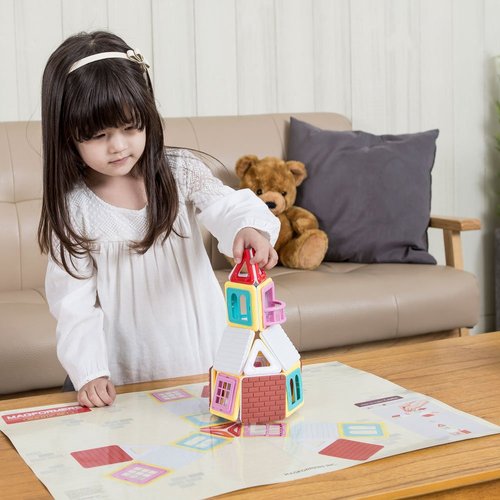 Magformers Build Up (50 Piece) Set Magnetic Building Blocks, Educational Magnetic Tiles Kit , Magnetic Construction STEM Toy Set includes brick accessories