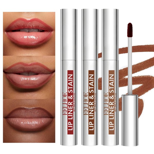 YIBABY 3 PCS Peel Off Lip Liner Stain, Peel Off Lip Liner Tattoo, Long Lasting Matte Lip Stain Peel Off, Infused with Hyaluronic Acid & Vitamin E, Lip Makeup Gift for Women