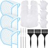 3 Sets Hair Coloring Kit, Includes 3 Pieces of PVC Hair Coloring Caps with 3 Pieces Styling Tools, 3 Pieces Disposable Hair Dye Shawl, 3 Pairs Gloves, 3 Pieces Dye Brushes for Dyeing Hair (Blue)