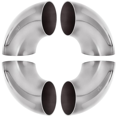4 Pack 304 Stainless Steel Mandrel Bend Elbow, 90 Degree Exhaust Elbow Pipe, 2.5 Inch OD Mandrel Elbow, Thickness 16GA/.065" for Car Modified Exhaust Elbow Pipe, Stair Handrail, Exhaust System