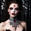 Halloween Spider Face Temporary Tattoo Stickers Face Shoulder Arm Back Scary Spiderweb Witch Makeup Kit for Halloween Costume Cosplay Theme Masquerade Party (Red)