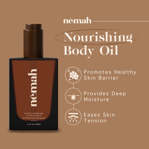 Nemah - Nourishing Belly Oil for Pregnant Women, Pregnancy Belly Oil - Hydrating Stretch Mark Oil with Jojoba and Coconut Oil - Vegan & Cruelty-Free - 3.4 fl. oz.