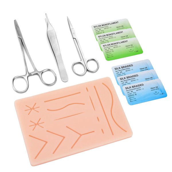 Ultrassist Suture Practice Kit for Medical and Vet Students, Startup Suture Kit Including Silicone Pad with Long-lasting Mesh, Suturing Tools, for Suture Curriculum Practice (Education Use Only)