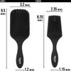 Giorgio Detangling Paddle Brush and Cushion Hair Brush - Set of Black Air-Cushion Paddle Brush with Ball Tip Bristles - Women and Mens Hair Brush, Wet or Dry, Long, Thick, or Curly Hair