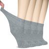 Hugh Ugoli Diabetic Socks for Women, Super Soft & Thin Bamboo Ankle Socks, Wide & Loose, Non-Binding Top & Seamless Toe, 4 Pairs, Light Grey, Shoe Size: 6-9
