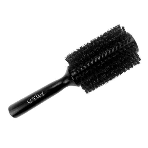 Cortex Professional 100% Boar Bristle Round Hair Brush, For Women and Men, For All Hair Types, Natural and Soft Hair Brush - Black Wood 2.4"