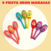 JOYIN 9 Pcs Fiesta Wooden Maracas 9 Designs Noisemaker for Cinco De Mayo Party Favors, Mexican Musical Fun, Carnivals, Taco Tuesday Event, Mexican Decorations, Luau Party