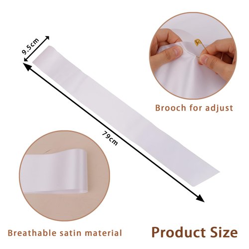ACO-UINT 16Pcs White Sash Blank Sashes Satin Sashes Custom Sash for Pageants Graduation Birthday Prom Court Senior Bride to Be Party Accessory