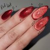 GLAMERMAID Red Magnet Cat Eyes Press on Nails Short Almond, Christmas Aurora Handmade Gel Fake Nail Kit, Ombre Rouge Glitter Magnetic Glue on Nail Stiletto, Scarlet Stick on False Nail Set for Women