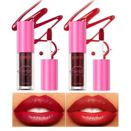 Lip Tint Stain Set, 2 Colors Lip Tint Korean Stain Set, Tinta Para Labios Waterproof Long Lasting Plumping Lip & Cheek Tint Moisturizing Non-sticky Easy Apply Water Lipstick