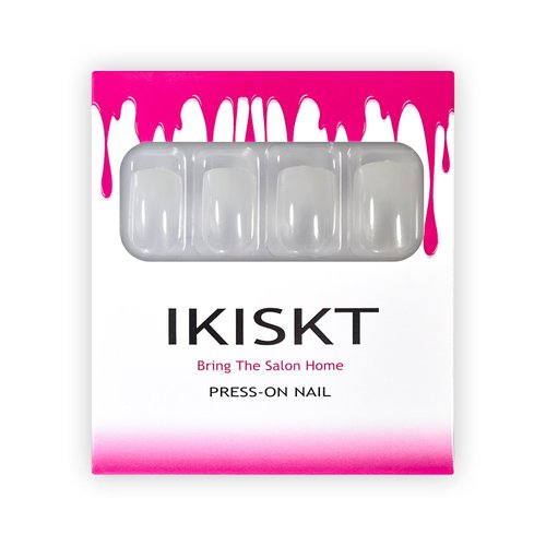 Ombre French Press On Nails Short - IKISKT Fashion Acrylic False Nails, Glue On Nails with Glue Sticker,Fit Perfectly & Natural Stick On Nails - 24PCS Soft UV Gel Fake Nails Kit, Gradient White