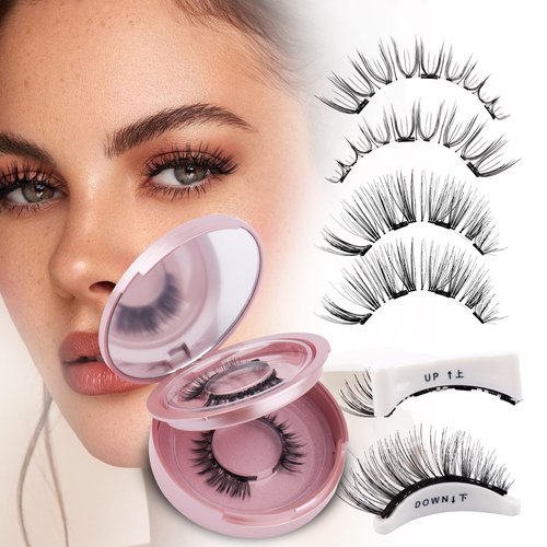 Natural Look Magnetic Eyelashes with Applicator: Reusable Magnetic Lashes, No Glue Needed, 2 Pairs of Style, DWSP+N07
