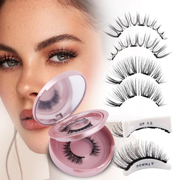 Natural Look Magnetic Eyelashes with Applicator: Reusable Magnetic Lashes, No Glue Needed, 2 Pairs of Style, DWSP+N07