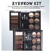 Easilydays Eye Makeup Contour Kit Palette Set, Eyebrow Stamp Stencil Kit, Eyebrow Makeup Brown 12 Eyebrow Powders, 4 Brow Stencils, 4 Eyebrow Soap with Eyebrow Brush, Soft Bristle Brush, Eyebrow Powder Brush, Eyebrow Pencil, Waterproof