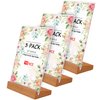 TONICE® 3 Pack 5x7 Acrylic Sign Holder Slant Back Design L Shape Clear Acrylic Frames Wood Base, Table Menu Display Stand Flyer Display for Desk Display (Optional 8.5x11/5x7 Inch L/T Shape)