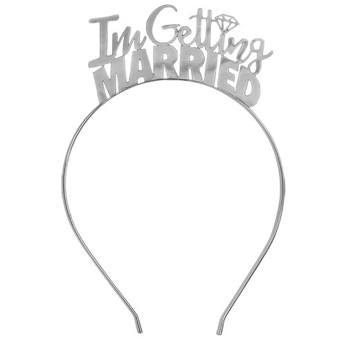 Wedding Tiara Bride Headband - Engagement Gift - I'm Getting Married Silver Headband - Bridal Shower Supplies, HdBd(GettingMarried) SLV